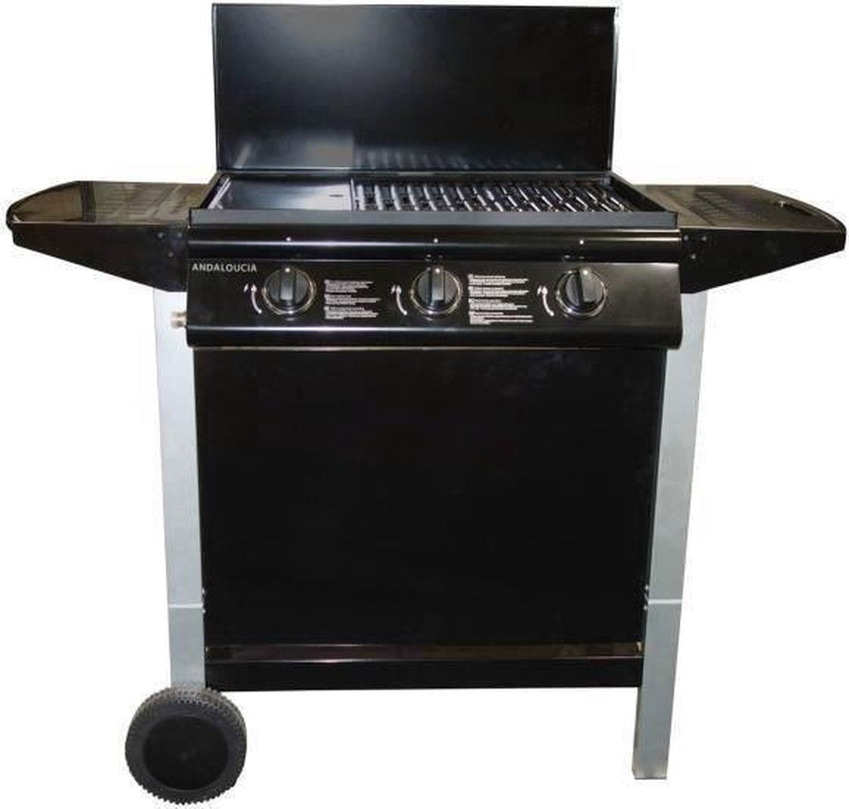ANDALOUCIA Barbecue op gas 3 branders op kar - Geëmailleerd gietijzer