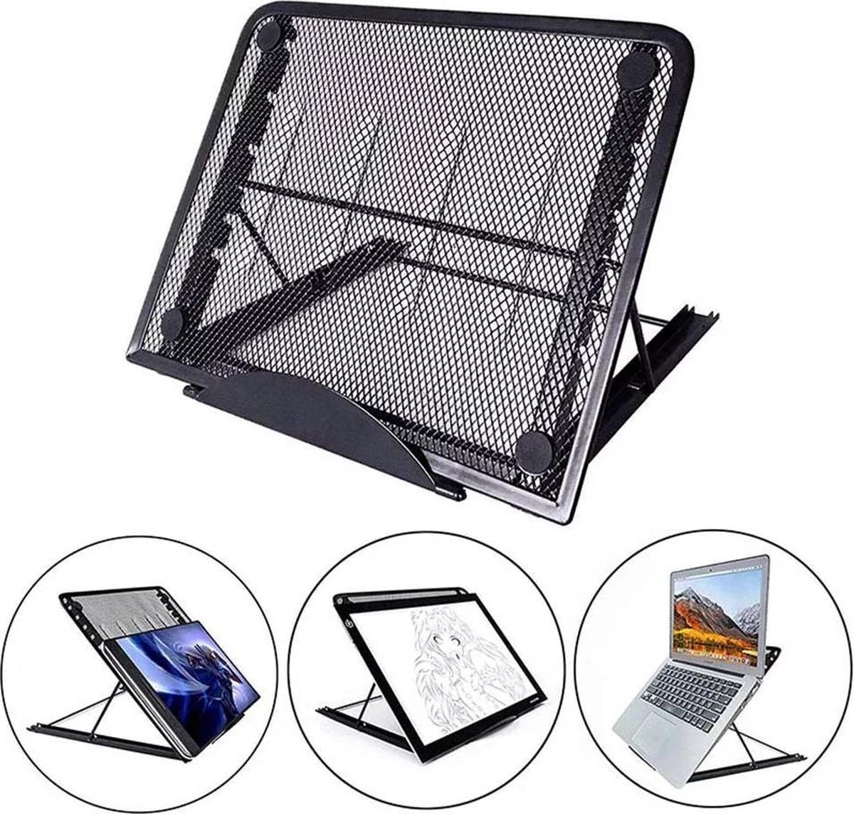 LOUZIR Universele kookboek en Tablet 11 inch Standaard - Inklapbaar- antislip- lightpads A4