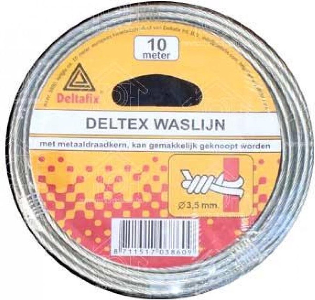 Waslijn 10M. metaaldraadkern 3.5mm