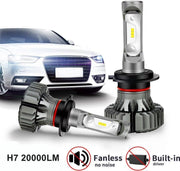 H7 LED lampen CSP 20000 Lumen passieve koeling 120w (set 2 stuks) incl CANbus EMC CHip 6000k Ultra-bright Wit Korte inbouw diepte / 120 Watt Motor / Auto / Scooter / Motor / Dimlicht / Grootlicht / Koplampen / Lamp / Autolampen / CANbus adapter