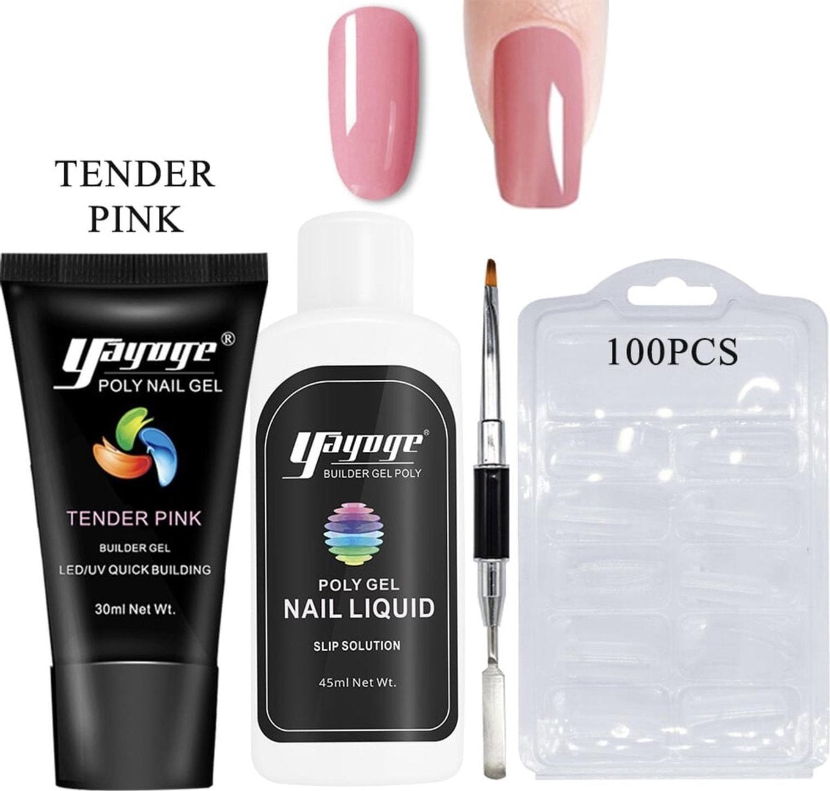 Yayoge kleur tender roze/tender pink polygel kit polygel nagels starterspakket zonder lamp nail art