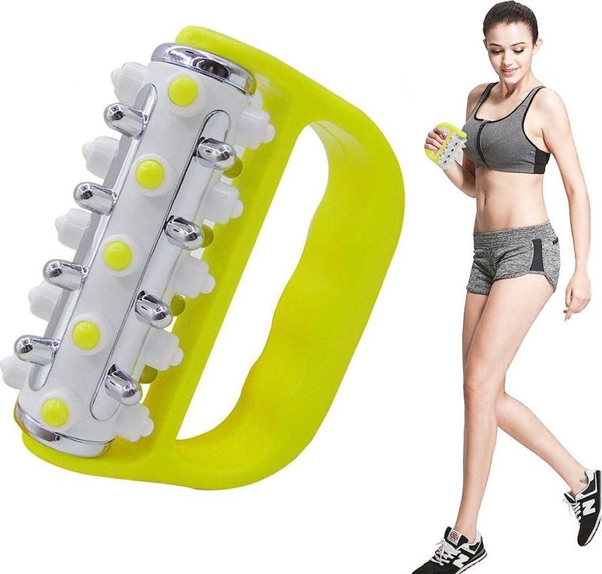 Luxe Lichaams Massage Roller - Nek Roller - Spierpijn - Rug Massage - Anti Cellulitis - Drukmassage - Dermaroller - Groen