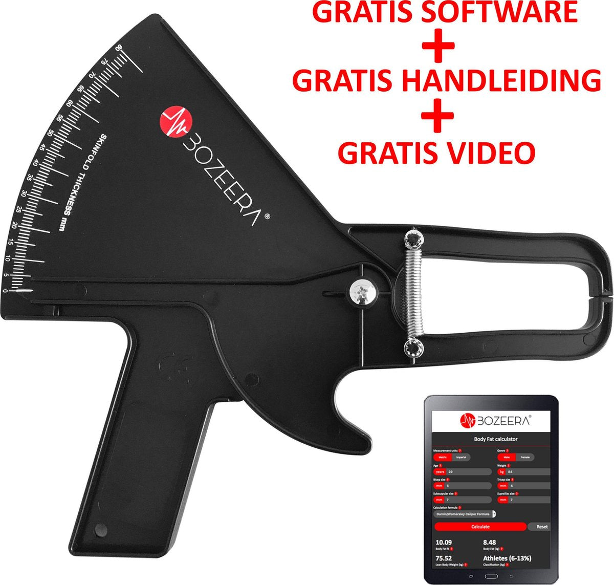 Huidplooimeter PRO / Vetmeter PRO / Vetpercentagemeter PRO / Inclusief GRATIS Software