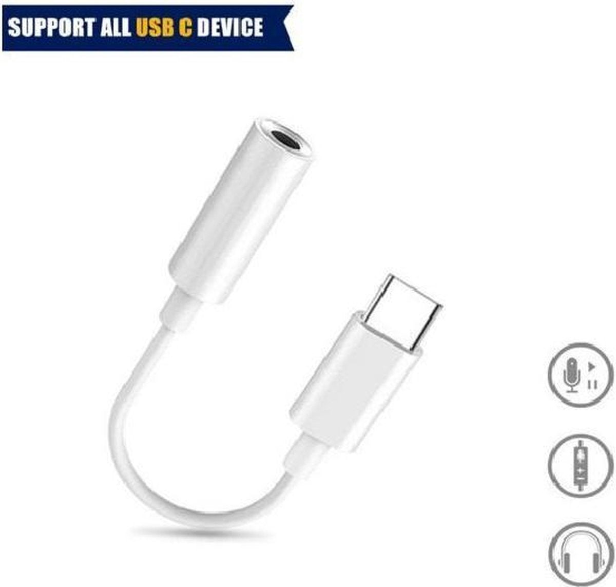 2 in 1 Type C Naar 3.5 MM Hoofdtelefoon Audio Adapter & Splitter Wit Voor Samsung S20  Ipad Pro 2018 Xiaomi huawei Alle Type-C Bellen
