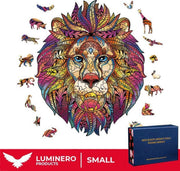 Luminero™️ - Jigsaw Houten Puzzel - Leeuw Small Formaat – Wooden puzzle - Leuk voor volwassenen - Unieke vormen - Educatieve puzzels - Fantastisch cadeau voor vrienden en gezinnen - Huisdecoratie - Giftbox
