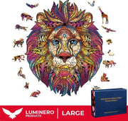 Luminero™️ - Jigsaw Houten Puzzel - Leeuw Large Formaat – Wooden puzzle - Leuk voor volwassenen - Unieke vormen - Educatieve puzzels - Fantastisch cadeau voor vrienden en gezinnen - Huisdecoratie - Giftbox
