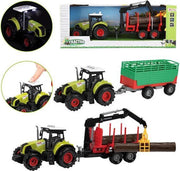 TRACTOR MET AANHANGER FRICTIE + LICHT EN GELUID 2 ASSORTI