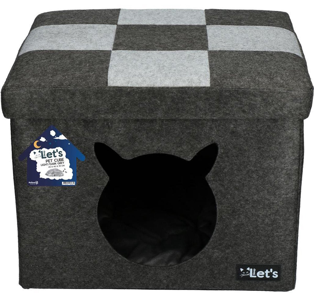 Let's sleep Pet Cube licht/donker grijs