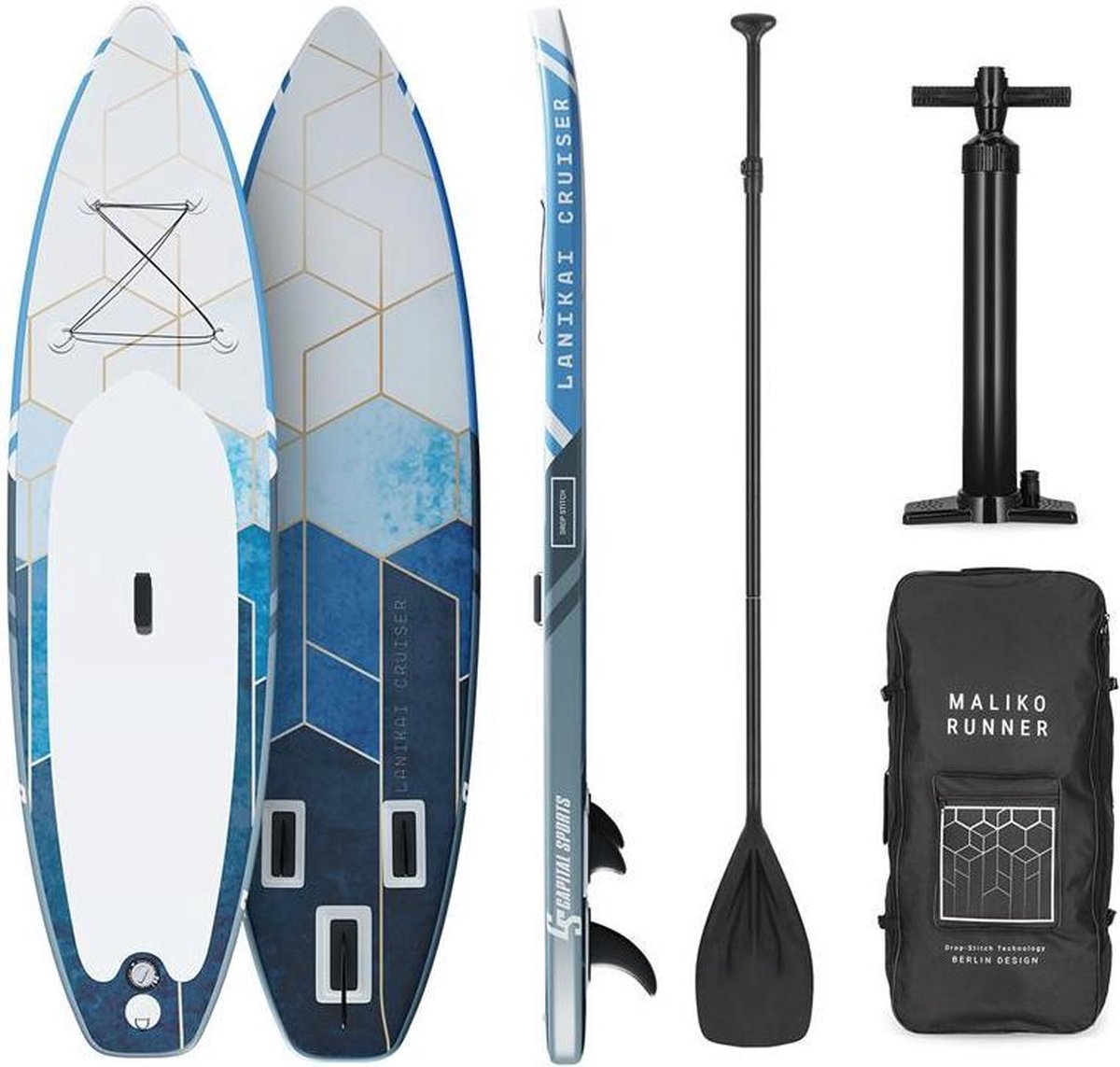 CAPITAL SPORTS Lanikai Cruiser 9.8  - Sup board set - Opblaasbare Paddle Board  - 305 x 77 x 10 cm - 100% PVC