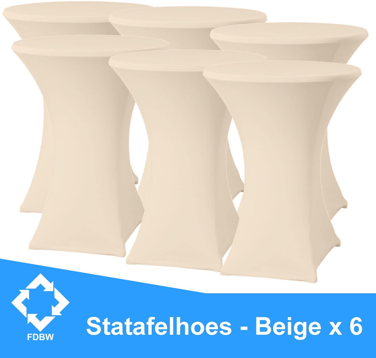 Statafelrok Luxe Beige x 6 - Statafel Tafelrok - Statafelhoes - Stretch –  ∅80 x 110 cm – geschikt voor Horeca Evenementen | Sta Tafel Hoes | Statafel | Staantafelhoes | Cocktailparty | Trouwerij | Sta-tafel rok | Statafelrok – 6 stuks - SET VAN 6