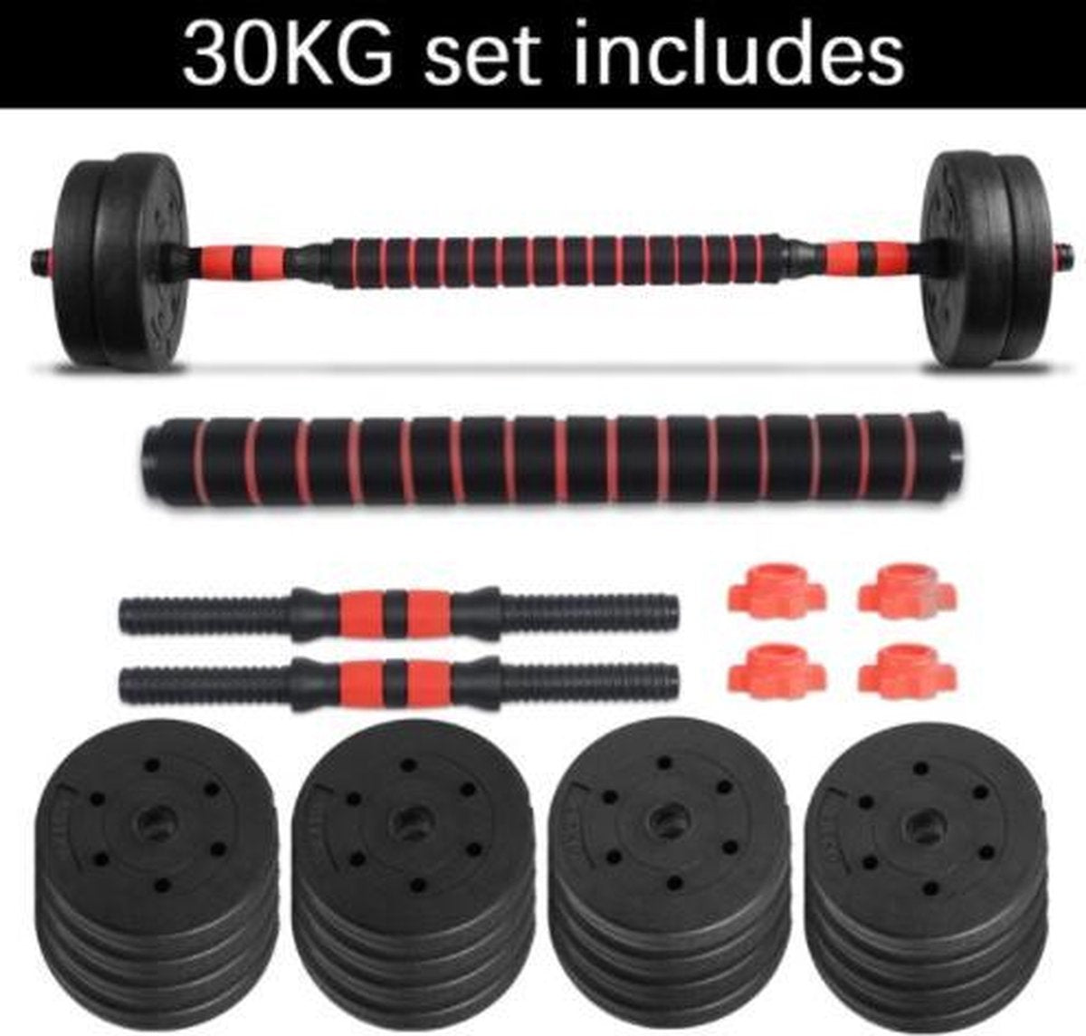 OneTwoFit Fitness - 30Kg Dumbbells Set - Verstelbaar - Krachttraining - Fitnessapparatuur - Gewichten Set
