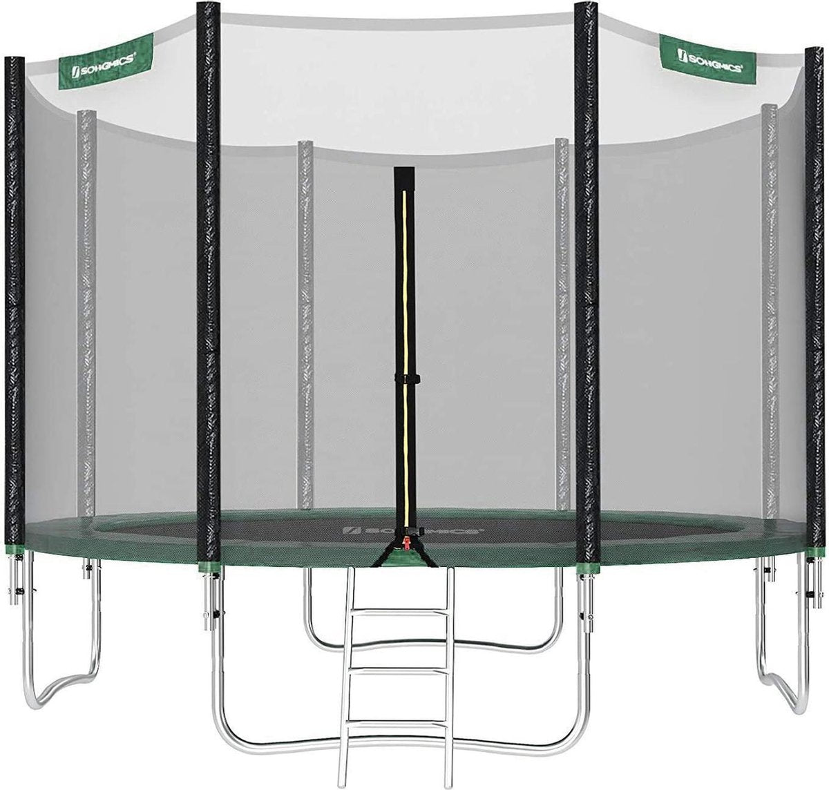 Nancy's Draper Trampoline - Tuintrampoline - Veiligheids Behuizing - Ladder - Zwart - Groen - Zilver - Staal - 366 cm