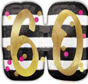 SuperShape Holographic Pink & Gold Milestone 60 Foil Balloon