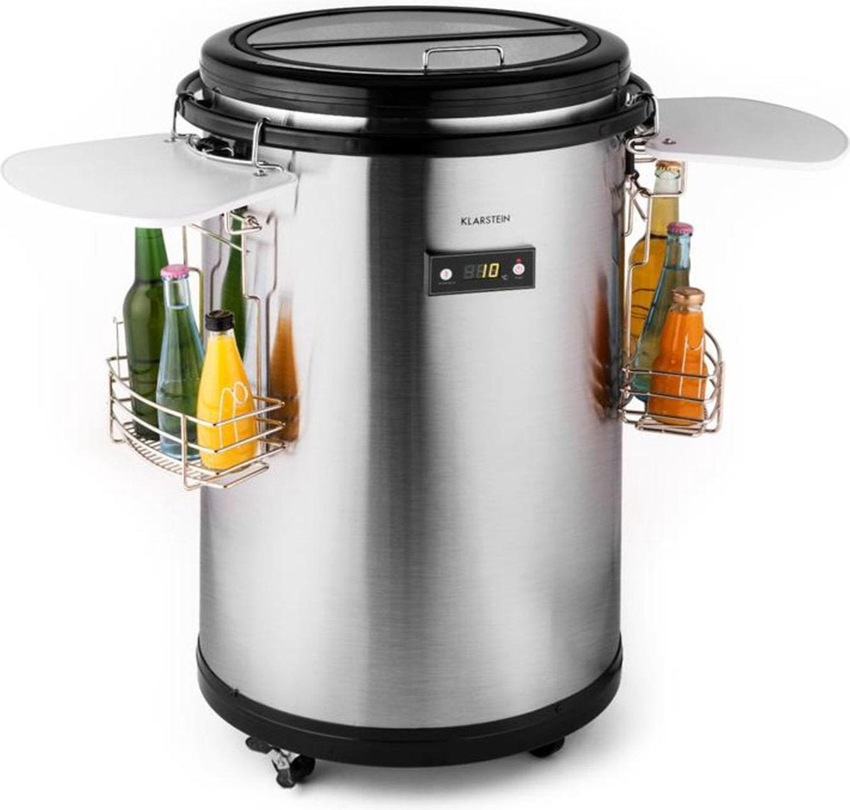 Klarstein Mr. Barbot Bar-Koelkast Drankkoelkast 50 liter - LCD-scherm - 4 wielen - Edelstaal