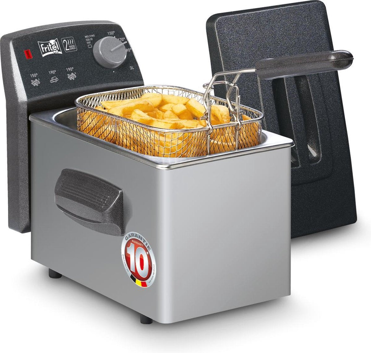 friteuse Turbo 2L silver metallic met stofdeksel