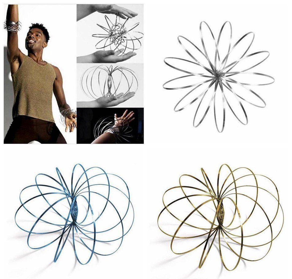 Magic Metal Rings | RVS Flow Ring 3D | 3D Toroflux Flow Ring | Magische Armband | Nieuwe Rage | Kleur Blauw