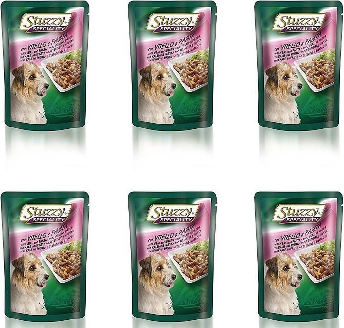 Hondenvoer - Natvoer voor honden - Stuzzy Dog 100gr - KALF & PASTA - 6 zakjes