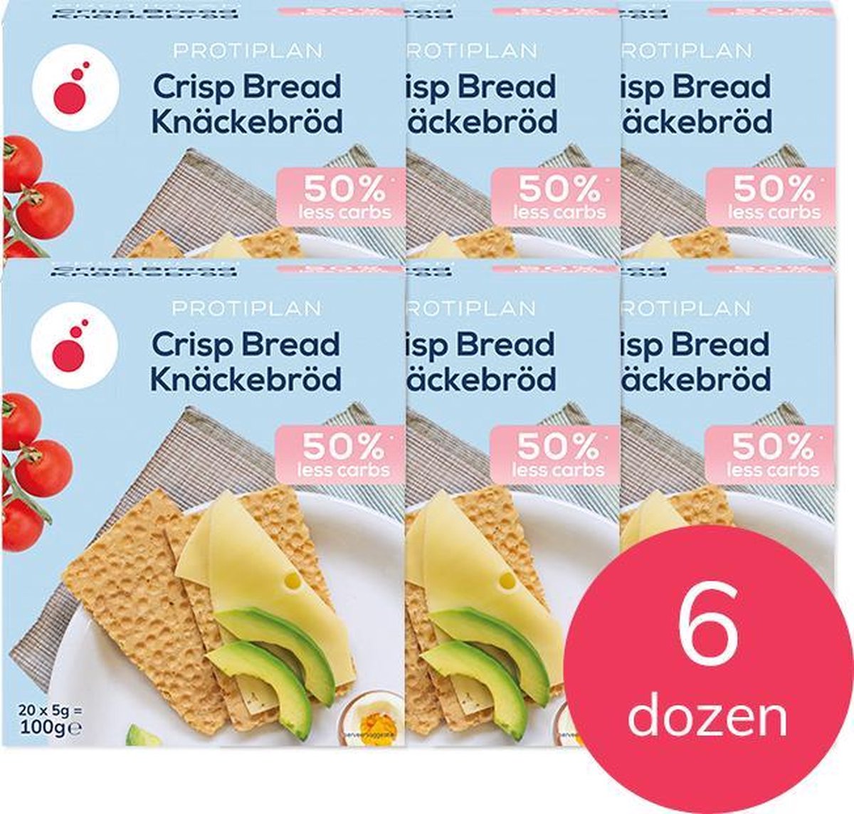 Protiplan |  Crispbread Knäckebröd | Atkins Recept | Voordeelpakket | 6 x 100g | Koolhydraatarm Brood