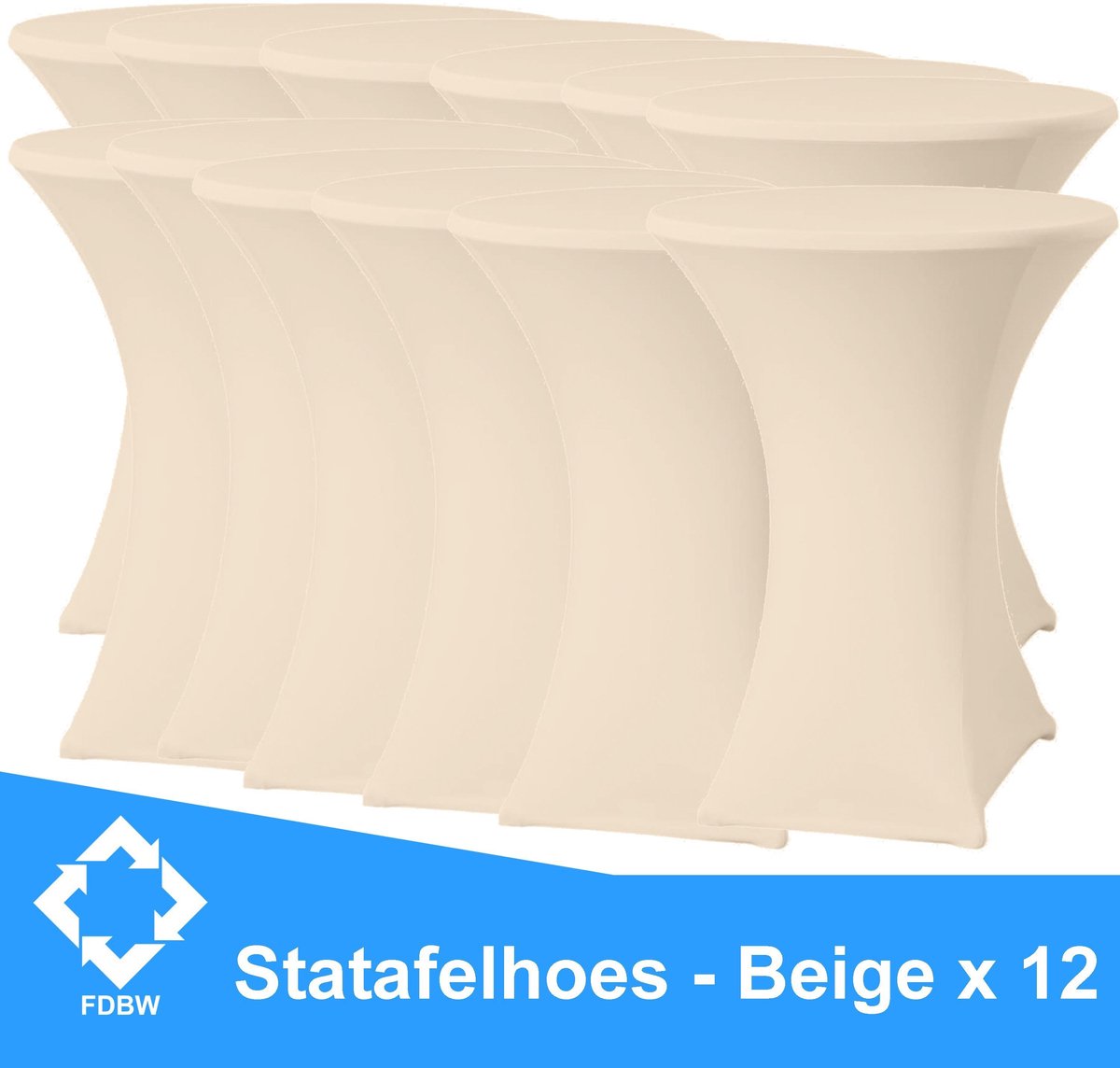 Statafelrok Luxe Beige x 12 - Statafel Tafelrok - Statafelhoes - Stretch –  ∅80 x 110 cm – geschikt voor Horeca Evenementen | Sta Tafel Hoes | Statafel | Staantafelhoes | Cocktailparty | Trouwerij | Sta-tafel rok | Statafelrok – 12 stuks - SET VAN 12