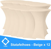 Statafelrok Luxe Beige x 12 - Statafel Tafelrok - Statafelhoes - Stretch –  ∅80 x 110 cm – geschikt voor Horeca Evenementen | Sta Tafel Hoes | Statafel | Staantafelhoes | Cocktailparty | Trouwerij | Sta-tafel rok | Statafelrok – 12 stuks - SET VAN 12