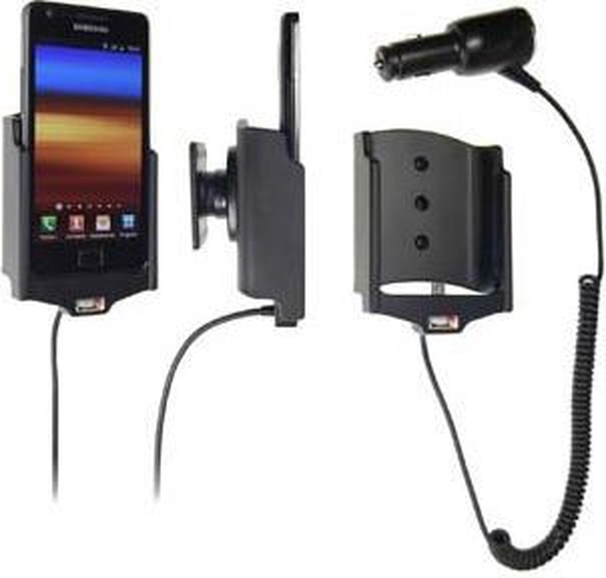 Brodit Actieve Draaibare Houder met een Sigaretten Plug voor de Samsung Galaxy SII i9100