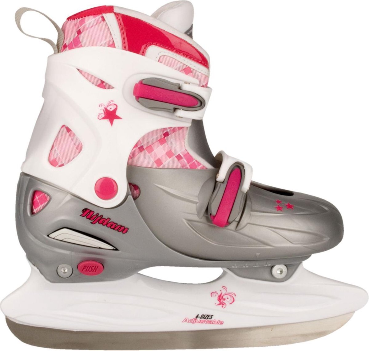 Nijdam 3020 Junior Kunstschaats - Verstelbaar - Hardboot - Grijs/Roze - Maat 34-37