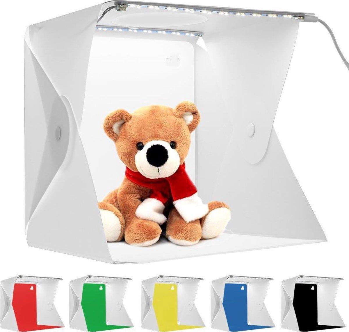 OTC Professionele Fotostudio met LED verlichting - Inclusief LED verlichting en 6 kleuren achtergronden - 40cm Lightbox - Softbox - Fotobox