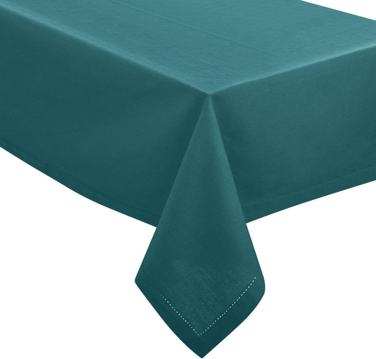 DELUXE tafelkleed chambray katoen turquoise - 140 x 240 cm - Katoen