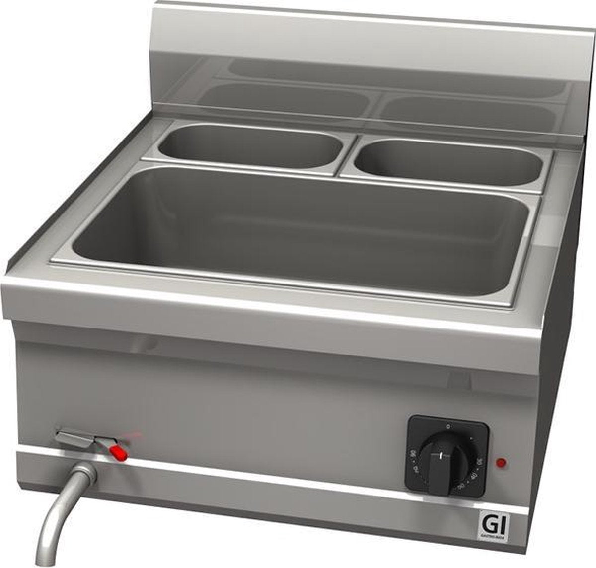 Gastro-Inox 600 Trendline elektrische bain-marie 1x GN1/1 en 2x GN1/4 bakken