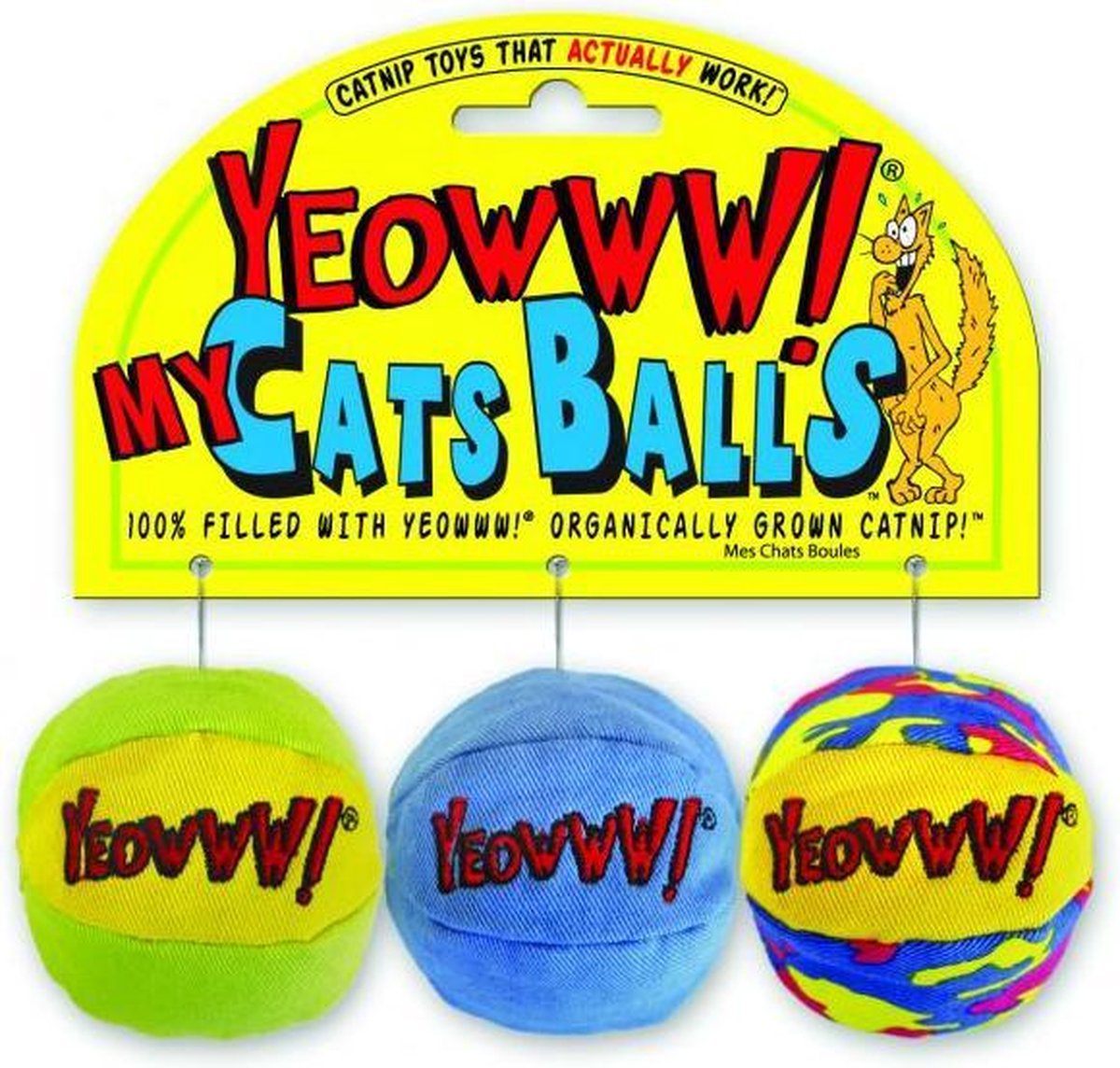 Yeowww - pluche bal met catnip multikleur