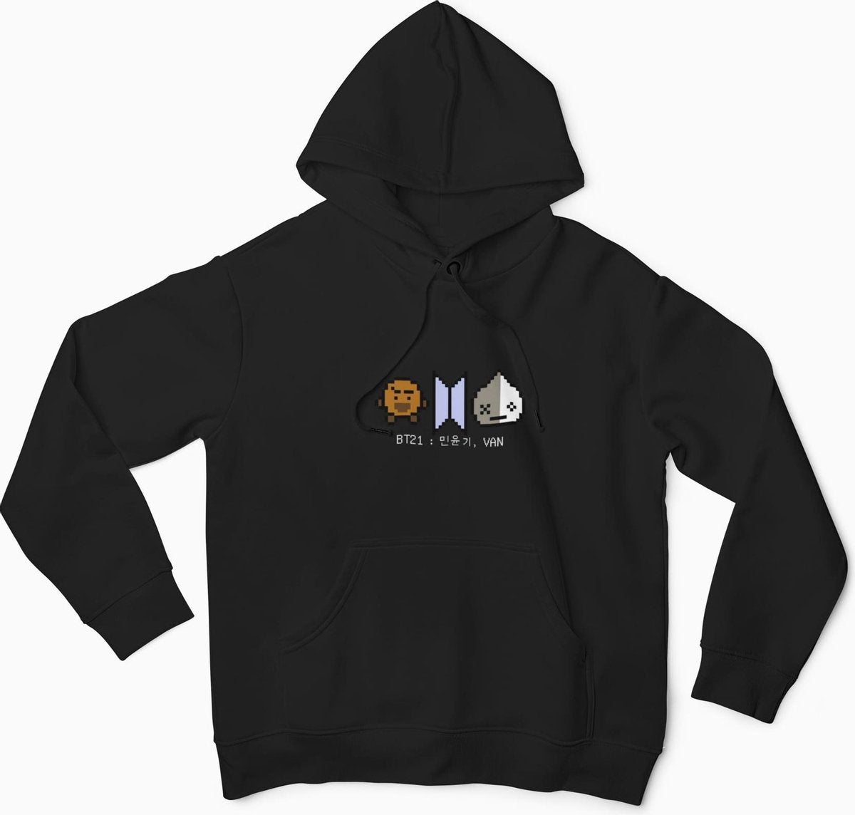 BT21 Pixel Unisex Hoodie - KPOP BTS Music Bangtan Boys Line Friends - Shooky Van Chimmy - Maat S