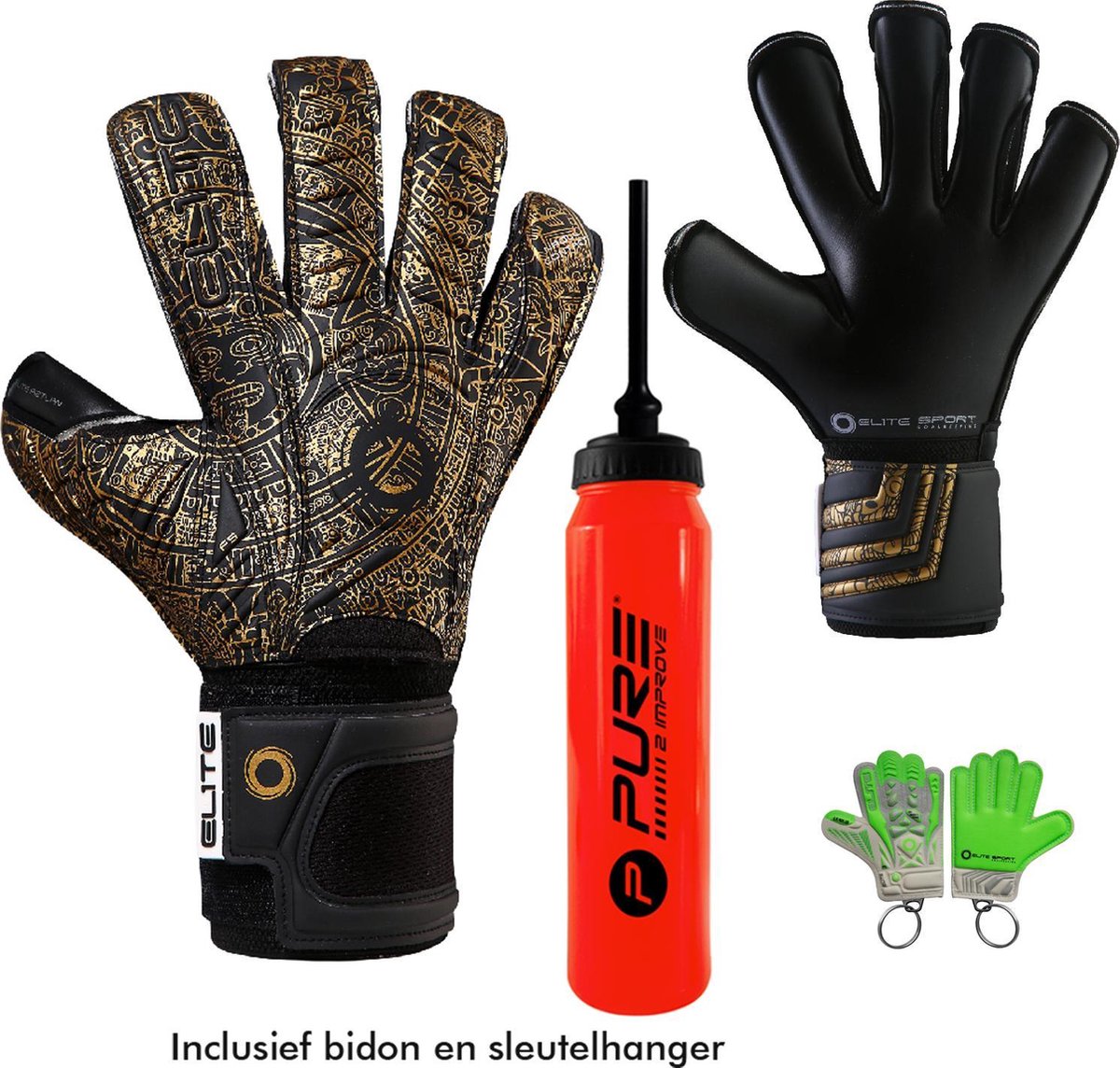 Elite – Aztlan 20 - Keepershandschoenen - inclusief Keepersbidon & Elite Andalucia sleutelhanger - maat 7 - voetbal keepershandschoenen - keepershandschoen - Goalkeeper handschoen