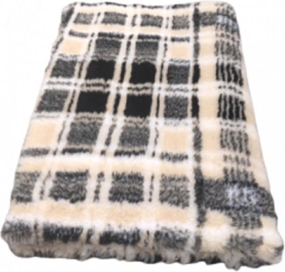 2 Stuks - Vetbed - Dierenmat - Dierenkleed - Puppykleed - Benchmat -Tartan Beige Ruit Latex Anti Slip - 75 x 50 cm - Machine wasbaar