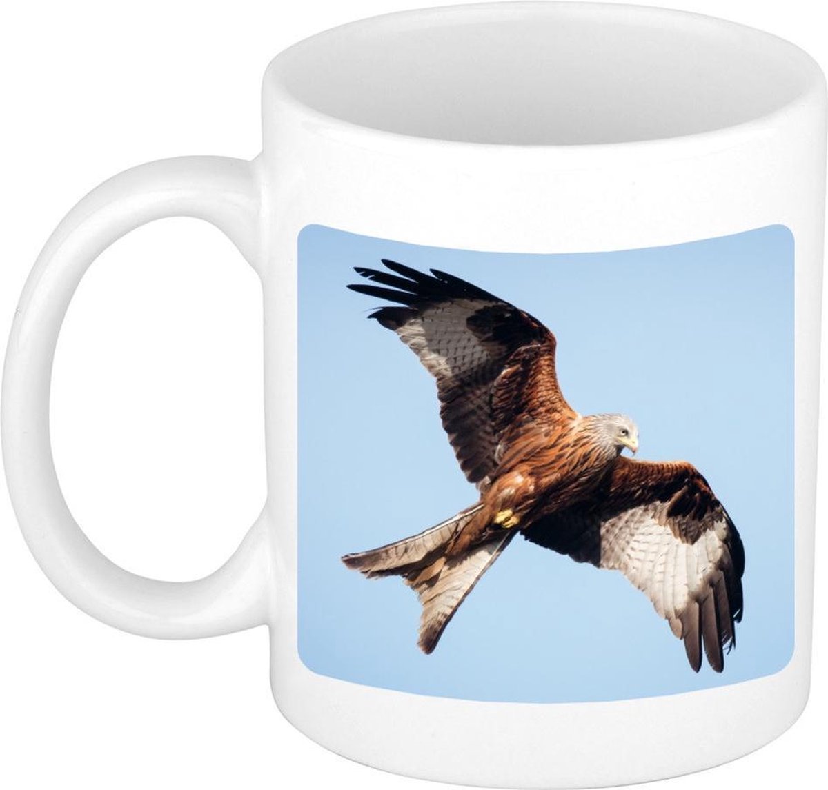 Dieren foto mok rode wouw roofvogel - vogels beker wit 300 ml