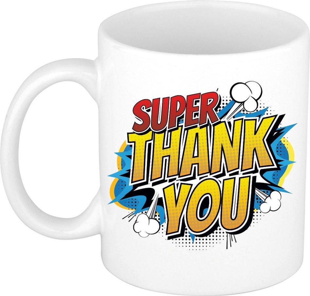 Super thank you cadeau mok / beker wit pop-art 300 ml