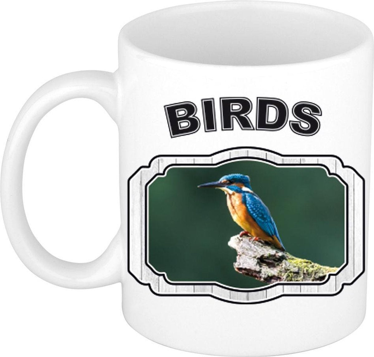 Dieren ijsvogel zittend beker - birds/ vogels mok wit 300 ml