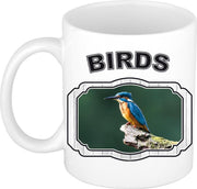 Dieren ijsvogel zittend beker - birds/ vogels mok wit 300 ml