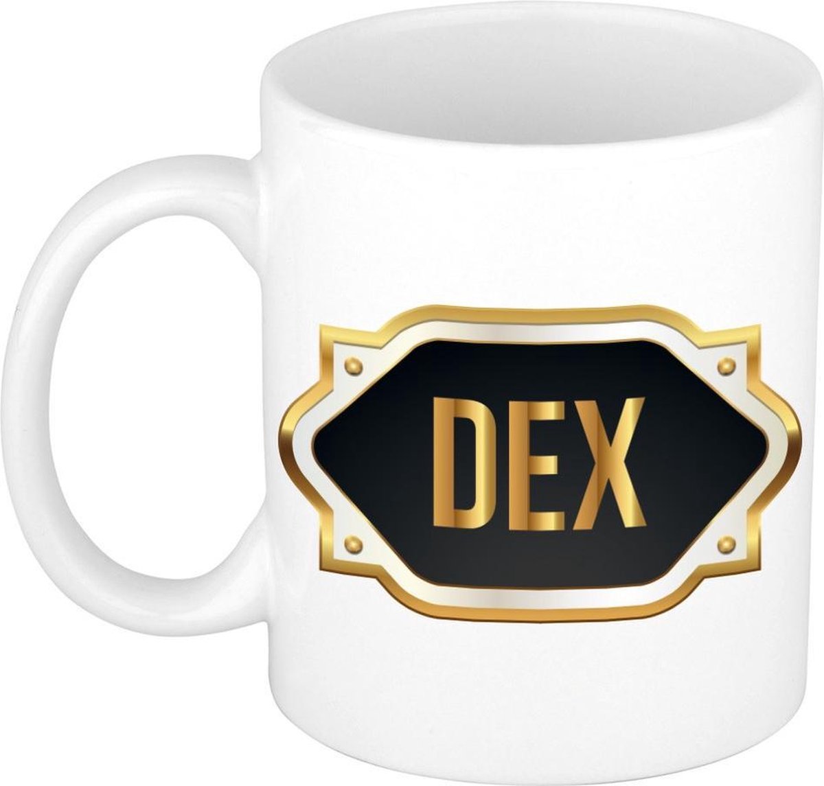 Naam cadeau mok / beker Dex met gouden embleem 300 ml