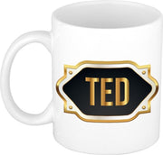 Naam cadeau mok / beker Ted met gouden embleem 300 ml