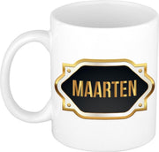 Naam cadeau mok / beker Maarten met gouden embleem 300 ml