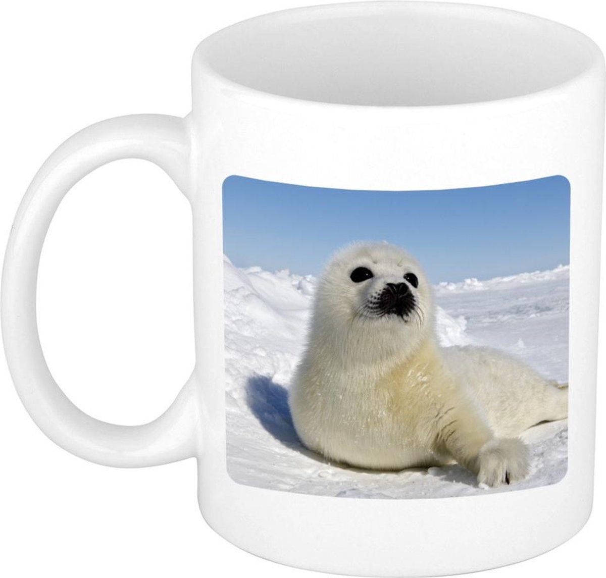 Dieren foto mok zeehond - zeehonden beker wit 300 ml