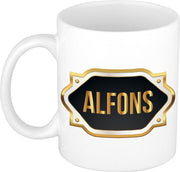 Naam cadeau mok / beker Alfons met gouden embleem 300 ml