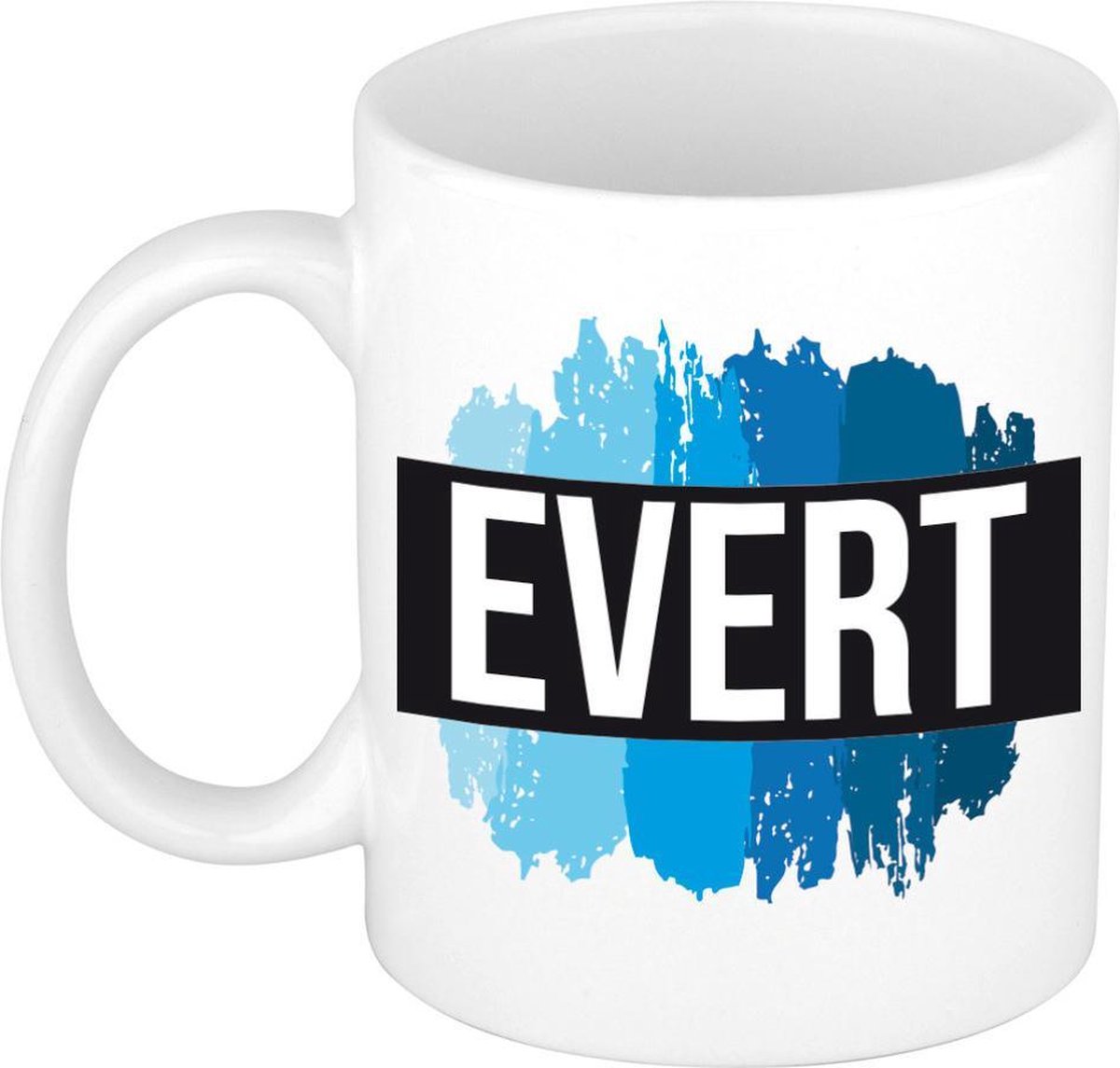 Evert naam cadeau mok / beker met  verfstrepen - Cadeau collega/ vaderdag/ verjaardag of als persoonlijke mok werknemers