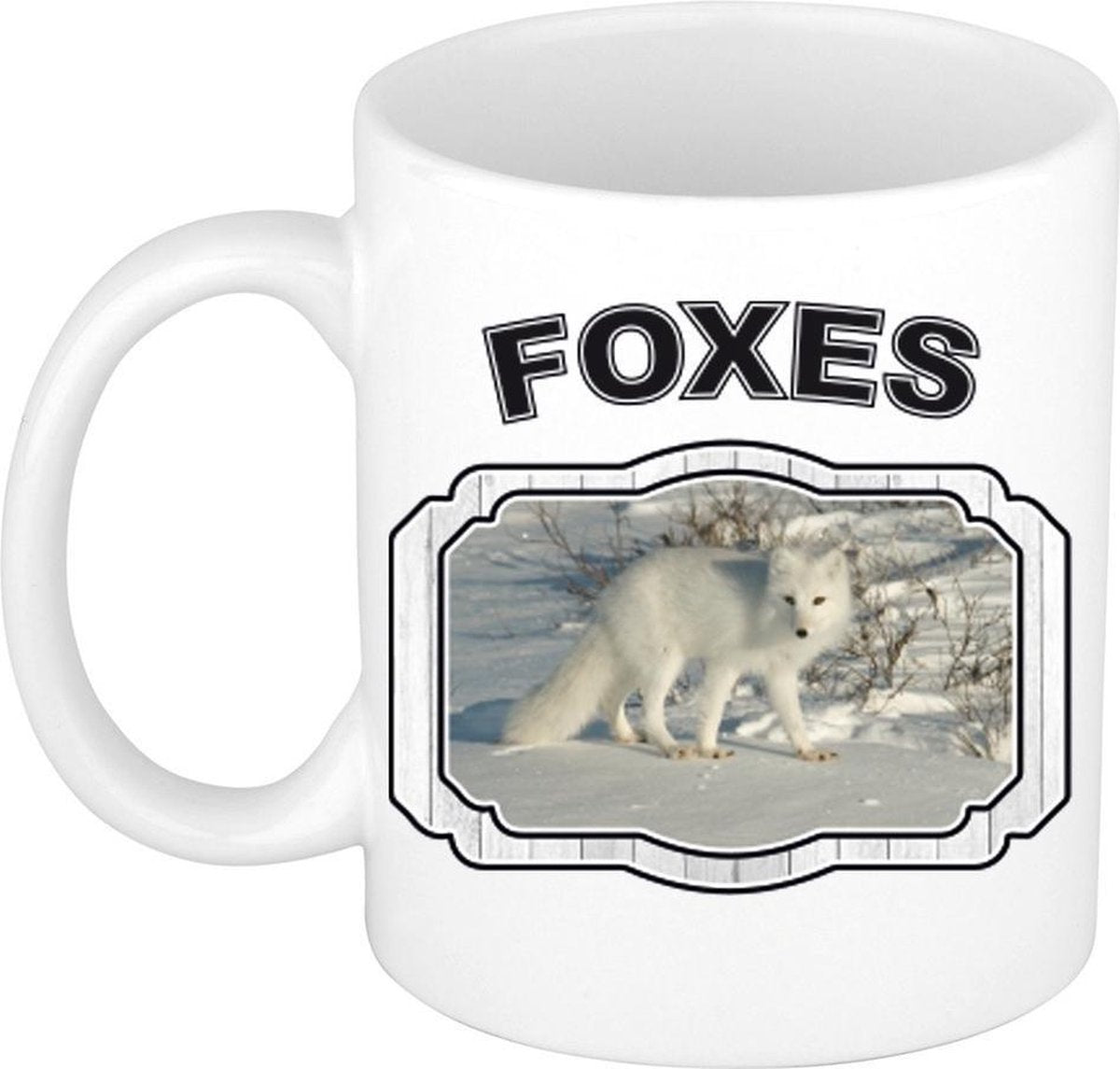 Dieren poolvos beker - foxes/ vossen mok wit 300 ml