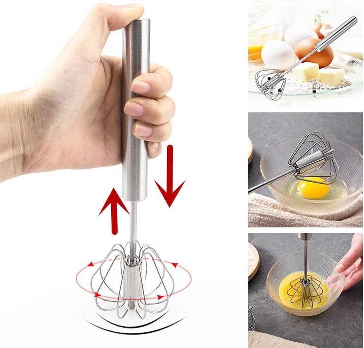 LOUZIR Semi Automatische Garde van Roestvrij Staal - Beslag klopper - Staafmixer - Mixer - Zilver