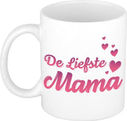 De liefste mama kado mok / beker voor Moederdag / verjaardag - roze hartjes