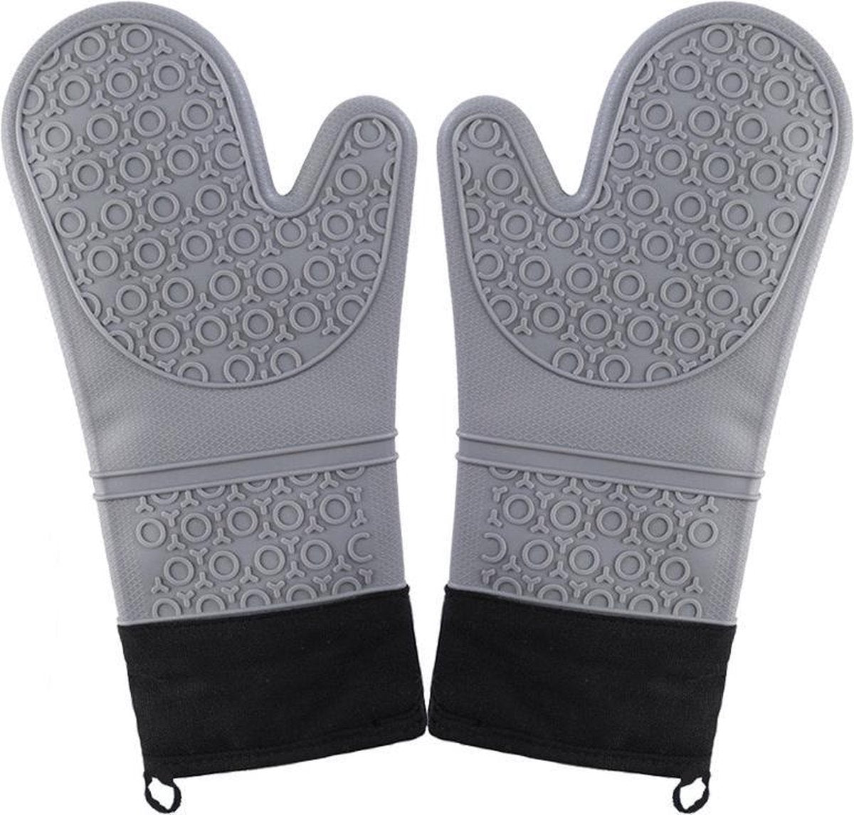 TDR -  Siliconen ovenwanten 1 paars(2 stuks)  met Zachte Katoenen Voering- hittebestendig tot 260 °C anti-slip lange bakhandschoenen voor koken bakken-lichtgrijs
