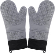 TDR -  Siliconen ovenwanten 1 paars(2 stuks)  met Zachte Katoenen Voering- hittebestendig tot 260 °C anti-slip lange bakhandschoenen voor koken bakken-lichtgrijs