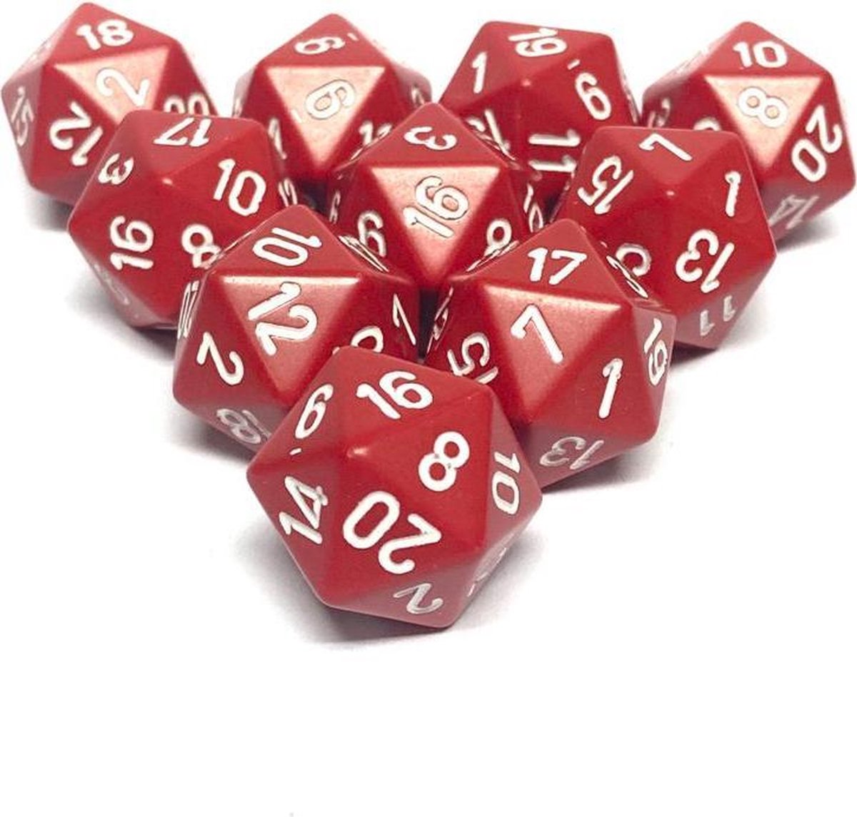 Diceshop 20-kantige dobbelsteen (SET van 10 STUKS) D20 Rood | Wit