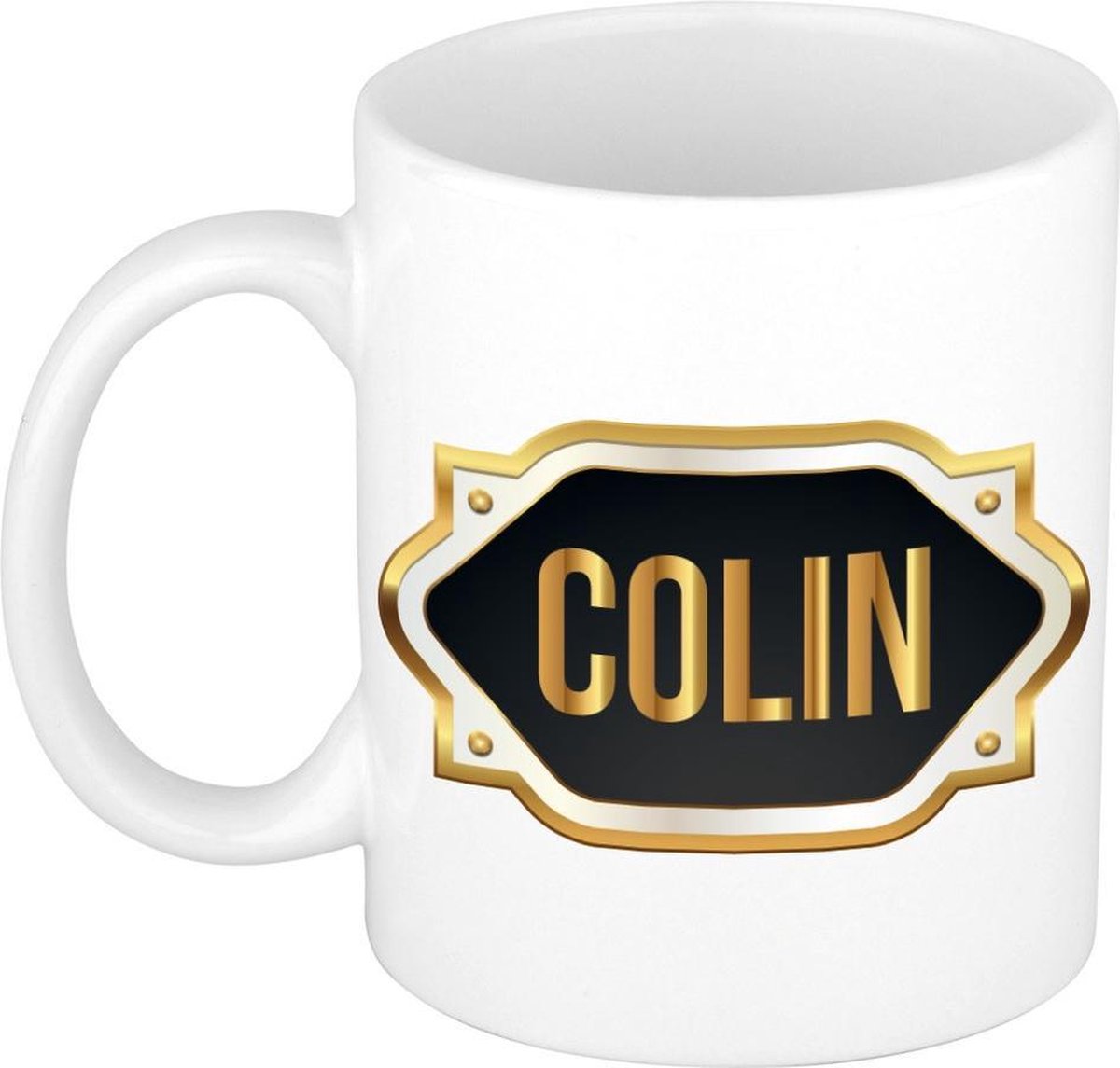 Naam cadeau mok / beker Colin met gouden embleem 300 ml